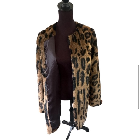 Anthropologie Leopard Print Faux Fur no collar ocelot - Picture 4 of 7